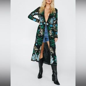 Nasty Gal Embellished Floral Design Longline Kimono